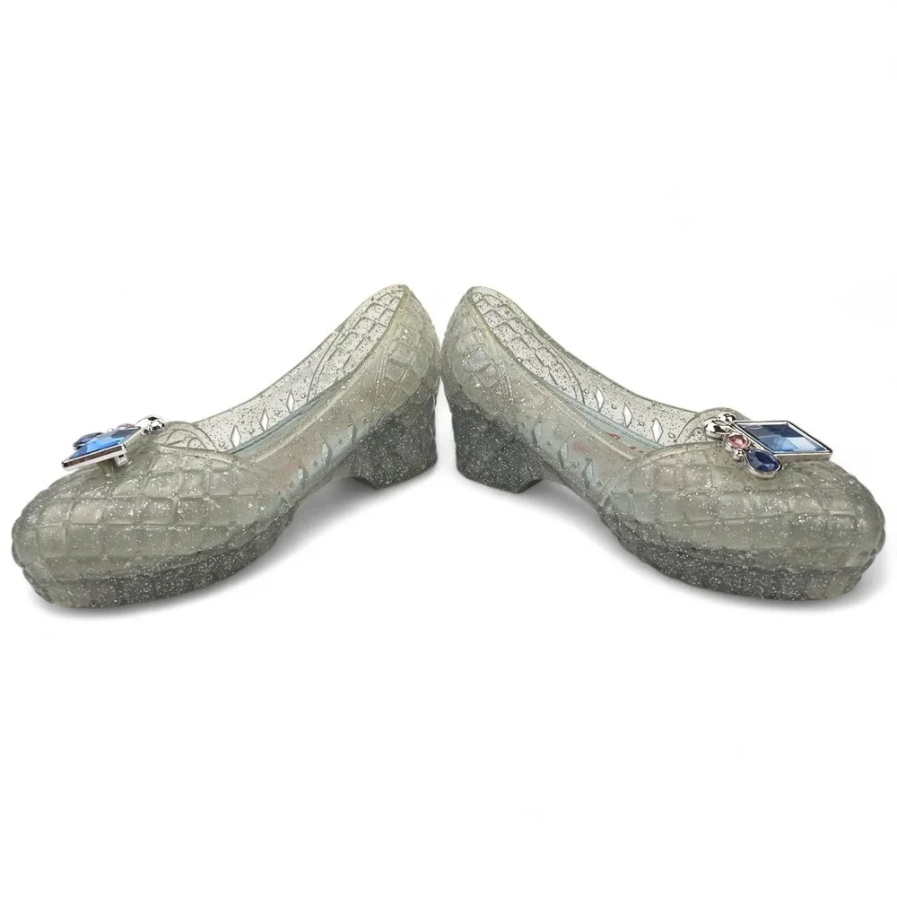 Disney Cinderella Light Up Glass Slipper Jelly Shoes Wedge Girls Youth Sz 2/3